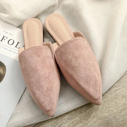 Women's Pointed Toe Suede Mule Flats