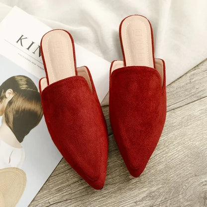 Women's Pointed Toe Suede Mule Flats