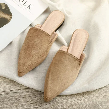 Women's Pointed Toe Suede Mule Flats