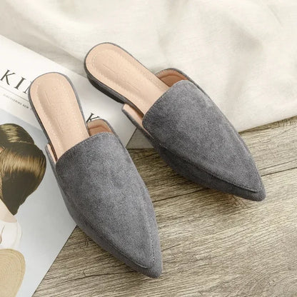Women's Pointed Toe Suede Mule Flats
