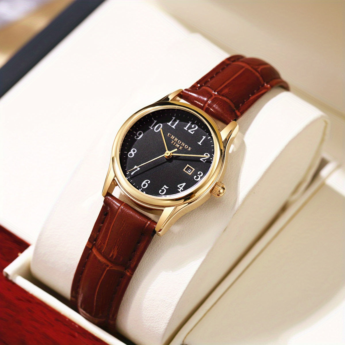 Women’s Quartz Watch with Faux Leather Strap and Analog Display