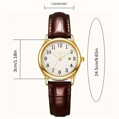 Women’s Quartz Watch with Faux Leather Strap and Analog Display