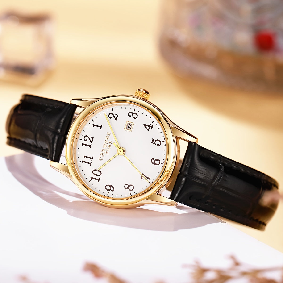 Women’s Quartz Watch with Faux Leather Strap and Analog Display