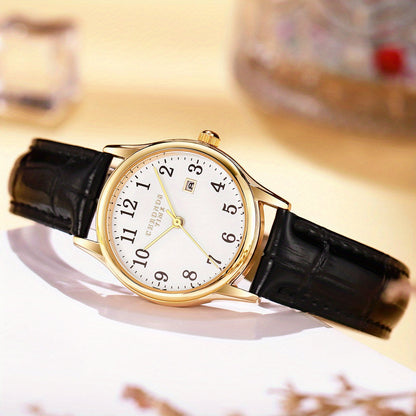 Women’s Quartz Watch with Faux Leather Strap and Analog Display