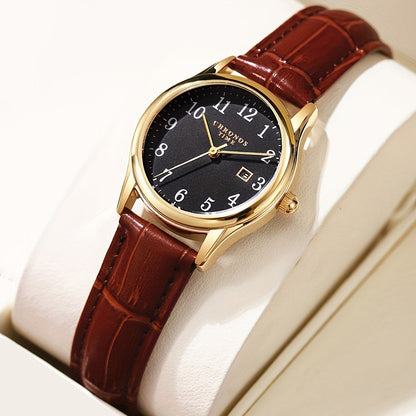 Women’s Quartz Watch with Faux Leather Strap and Analog Display
