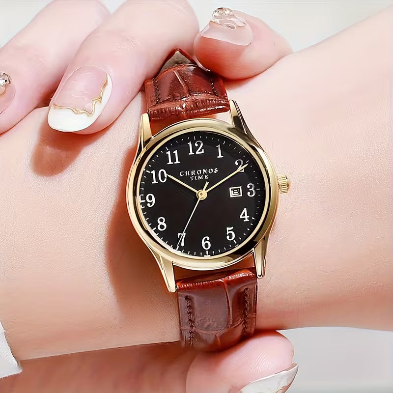 Women’s Quartz Watch with Faux Leather Strap and Analog Display