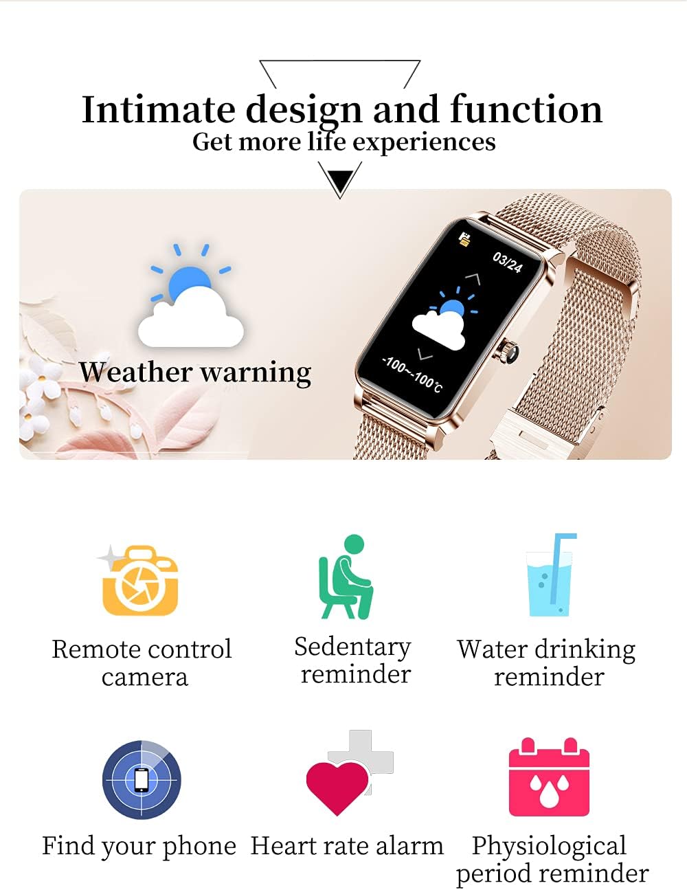 Women's Smartwatch with Fitness Tracker and Bluetooth Notifications