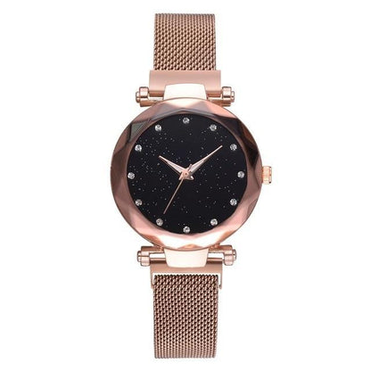 Women's Starry Dial Mesh Strap Quartz Watch