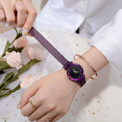 Women's Starry Dial Mesh Strap Quartz Watch