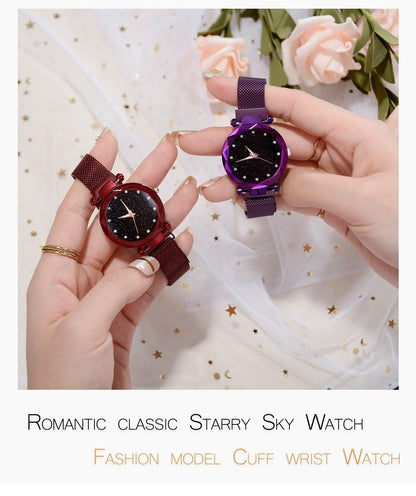 Women's Starry Dial Mesh Strap Quartz Watch