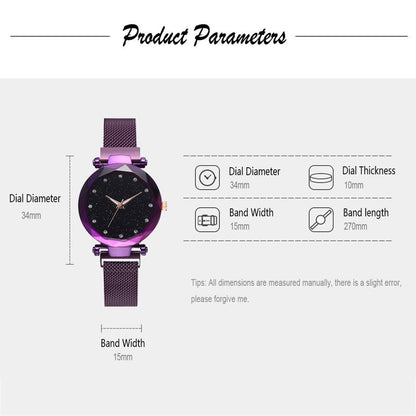 Women's Starry Dial Mesh Strap Quartz Watch