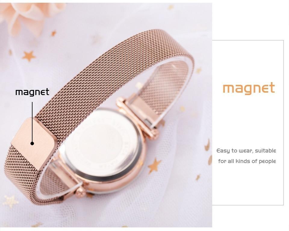 Women's Starry Dial Mesh Strap Quartz Watch