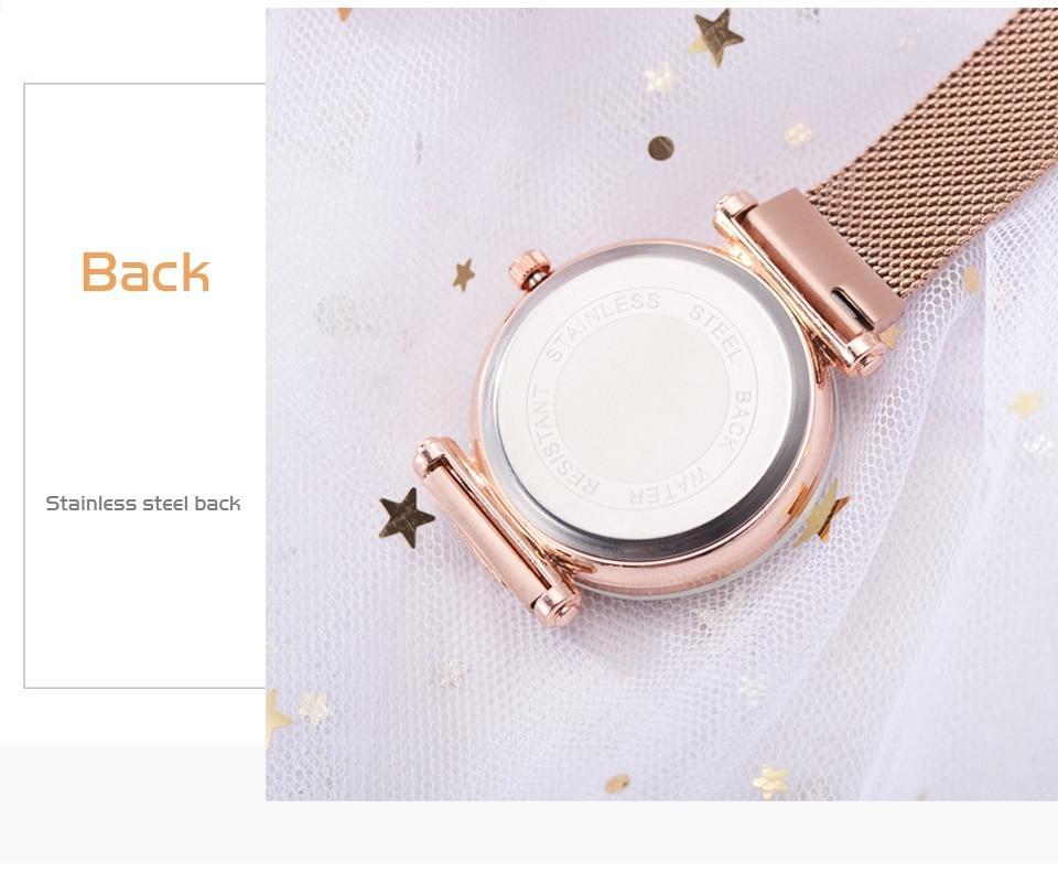 Women's Starry Dial Mesh Strap Quartz Watch