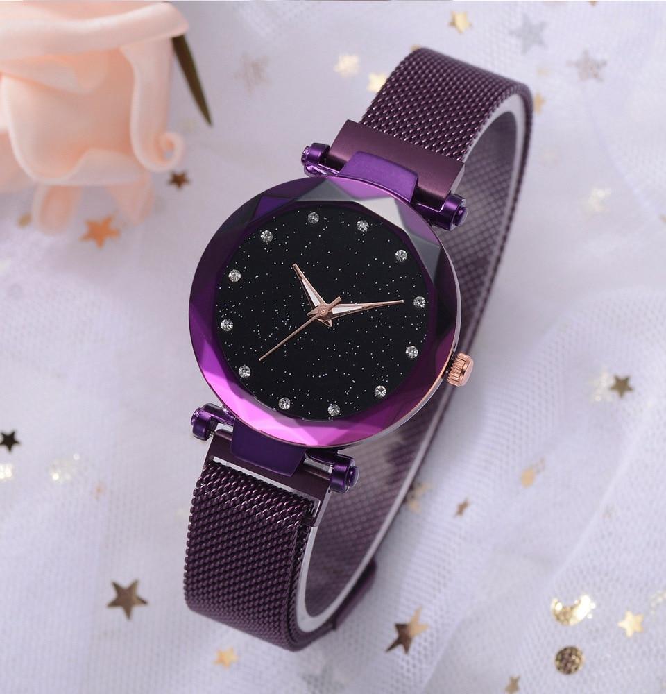 Women's Starry Dial Mesh Strap Quartz Watch