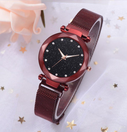 Women's Starry Dial Mesh Strap Quartz Watch
