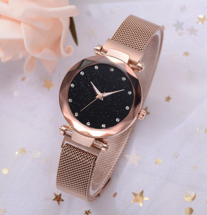 Women's Starry Dial Mesh Strap Quartz Watch