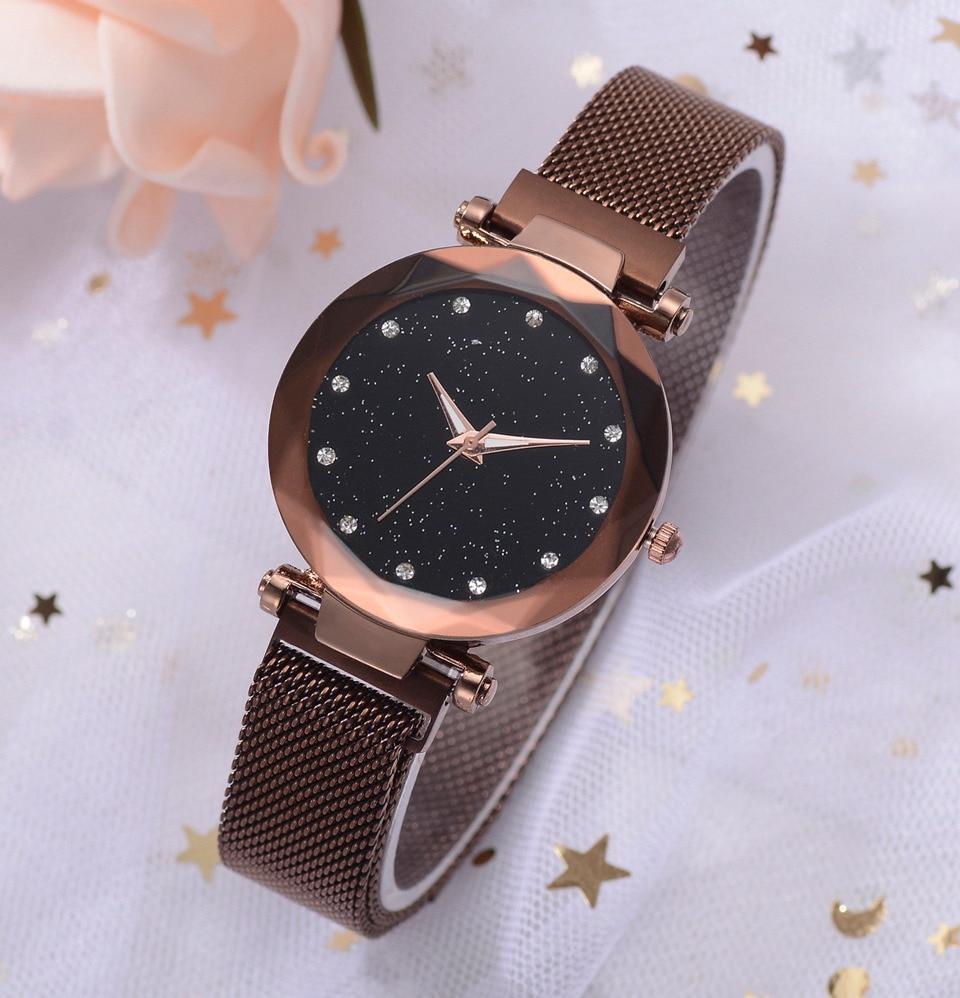 Women's Starry Dial Mesh Strap Quartz Watch