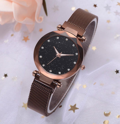 Women's Starry Dial Mesh Strap Quartz Watch