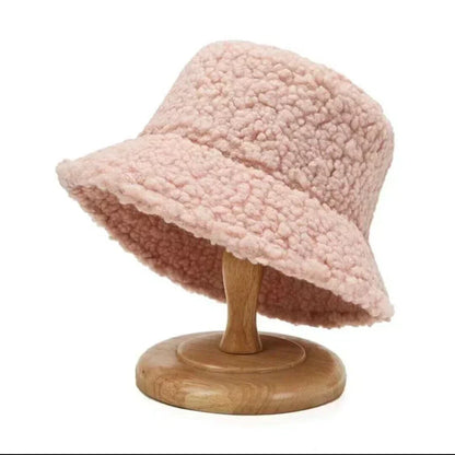 Women's Teddy Bucket Hat Soft Lambswool Winter Hat