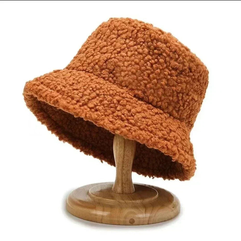 Women's Teddy Bucket Hat Soft Lambswool Winter Hat