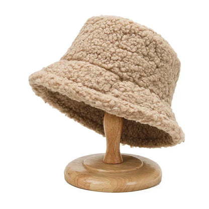 Women's Teddy Bucket Hat Soft Lambswool Winter Hat