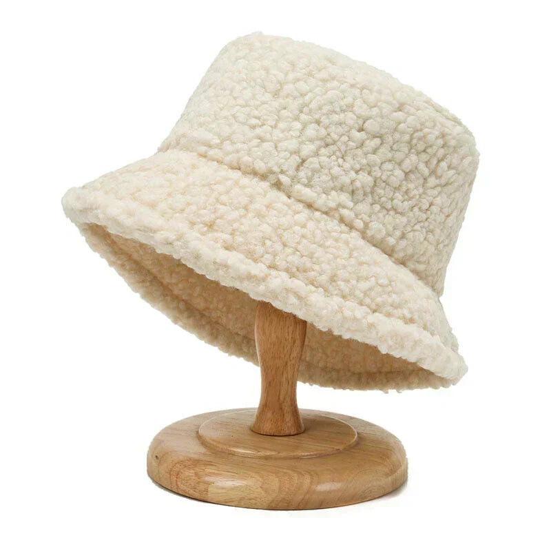 Women's Teddy Bucket Hat Soft Lambswool Winter Hat