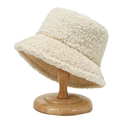 Women's Teddy Bucket Hat Soft Lambswool Winter Hat