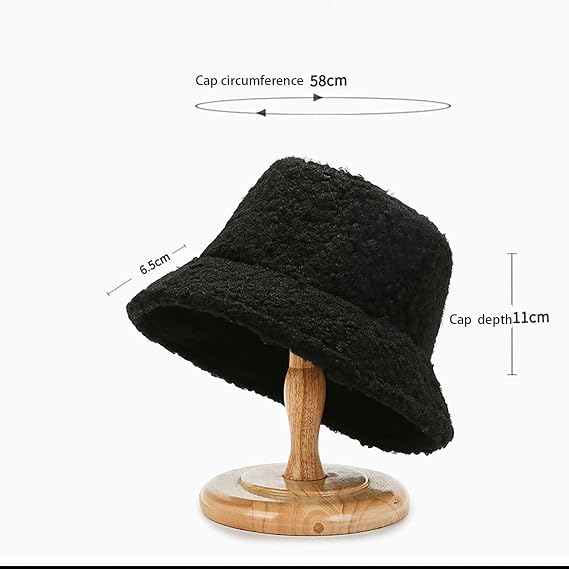 Women's Teddy Bucket Hat Soft Lambswool Winter Hat