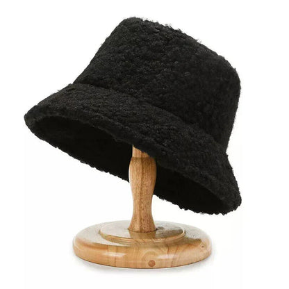 Women's Teddy Bucket Hat Soft Lambswool Winter Hat