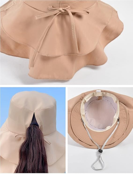 Women's Wide Brim Sun Hat UV Neck Protection