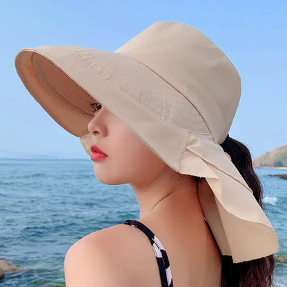 Women's Wide Brim Sun Hat UV Neck Protection