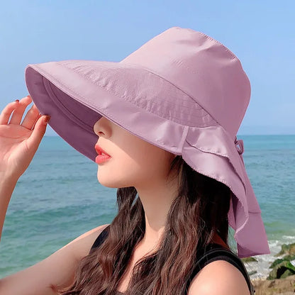Women's Wide Brim Sun Hat UV Neck Protection