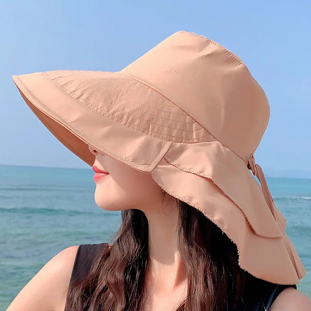 Women's Wide Brim Sun Hat UV Neck Protection