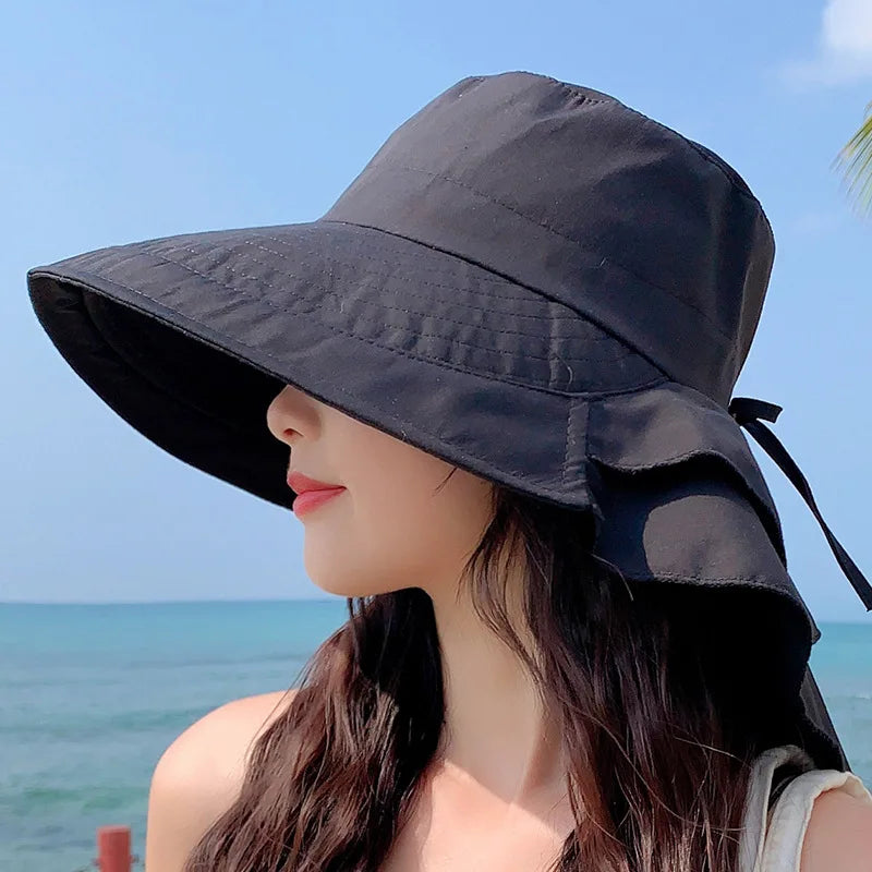Women's Wide Brim Sun Hat UV Neck Protection