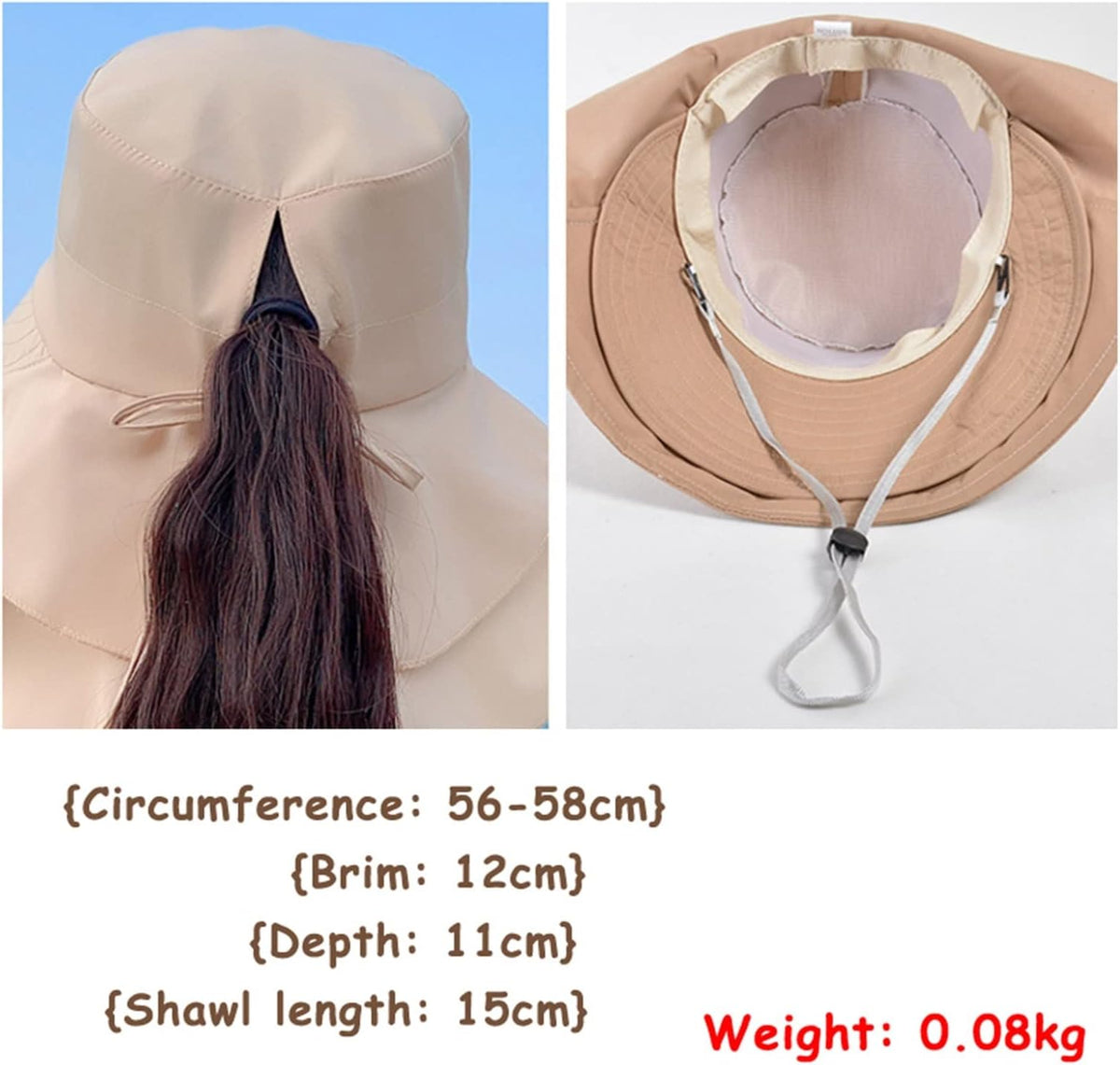 Women's Wide Brim Sun Hat UV Neck Protection