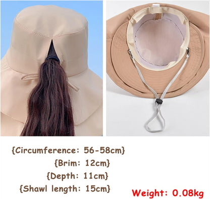 Women's Wide Brim Sun Hat UV Neck Protection