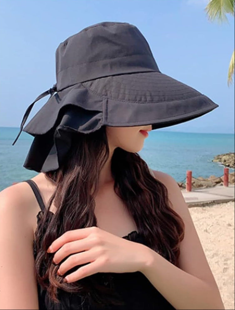 Women's Wide Brim Sun Hat UV Neck Protection