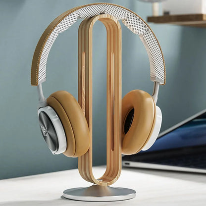Wood and Metal Headphone Stand Desktop Holder