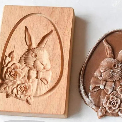 Wooden Cookie Stamp Set with Engraved Baking Molds
