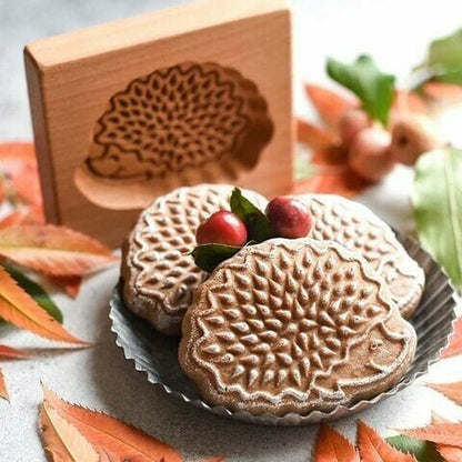 Wooden Cookie Stamp Set with Engraved Baking Molds
