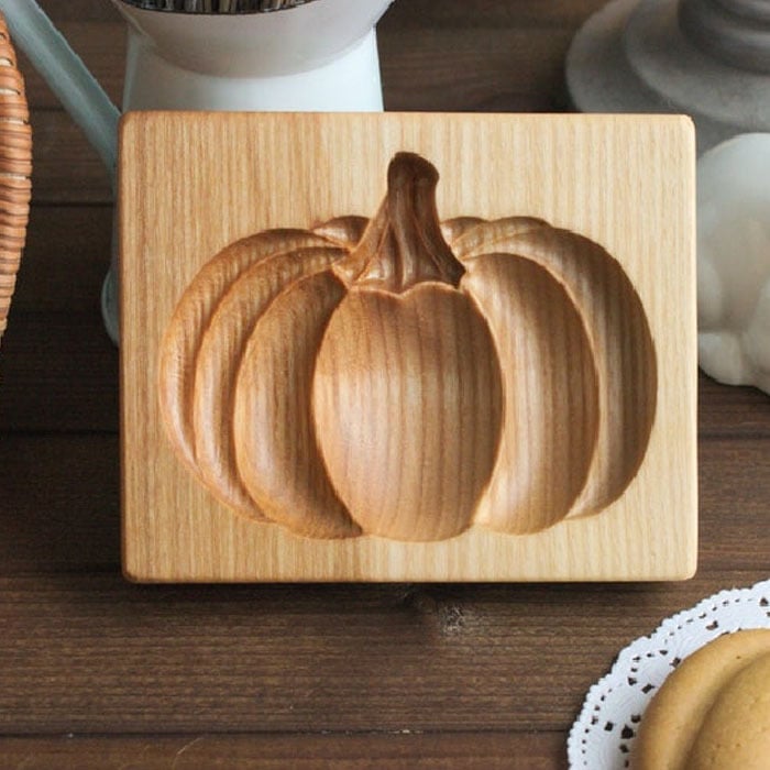 Wooden Cookie Stamp Set with Engraved Baking Molds