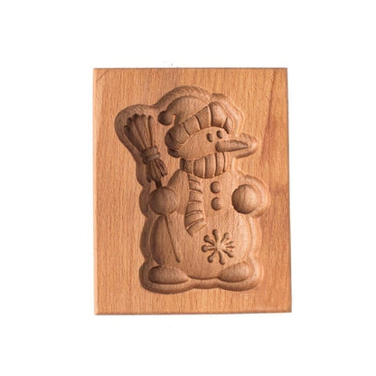 Wooden Cookie Stamp Set with Engraved Baking Molds