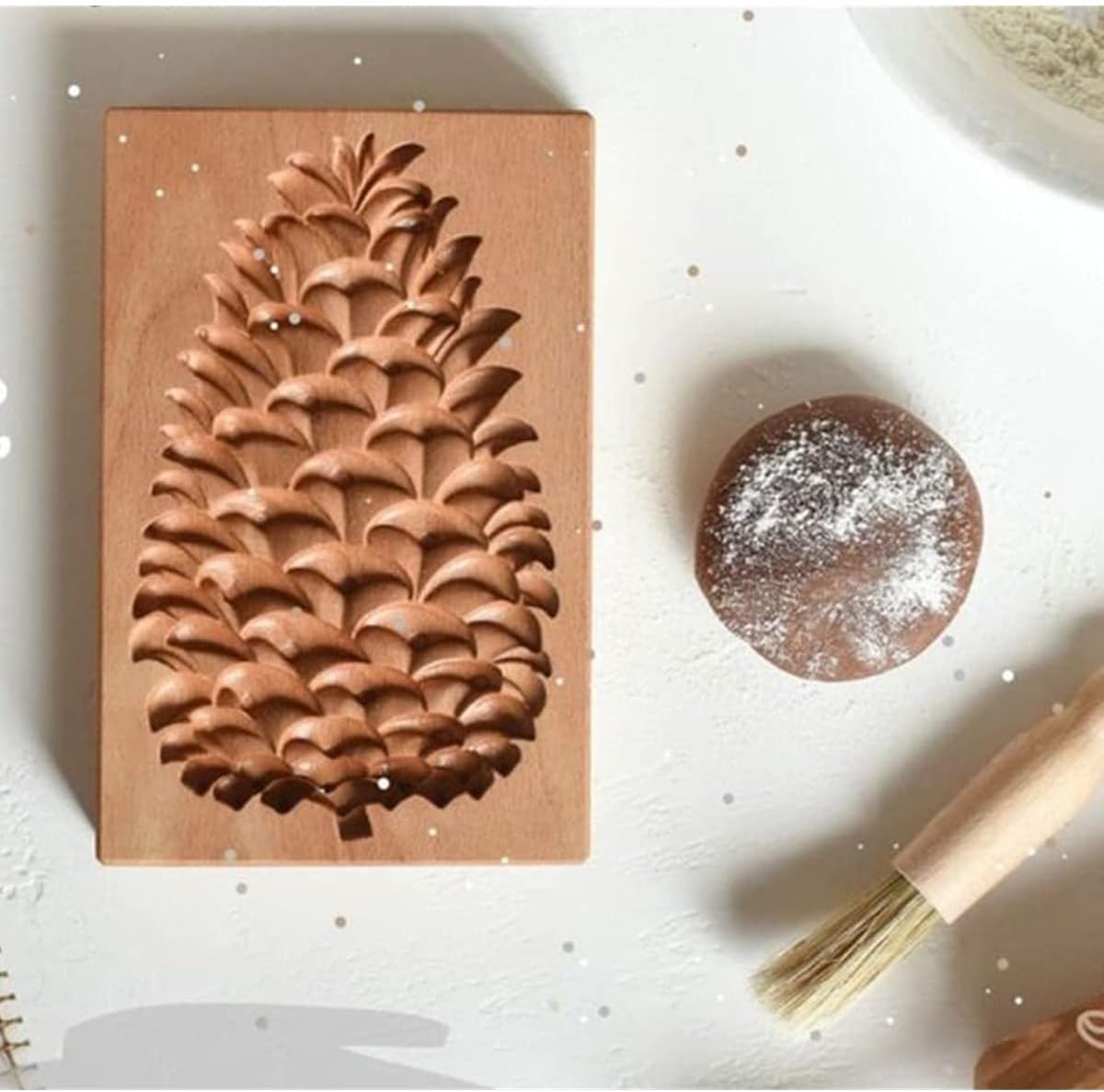 Wooden Cookie Stamp Set with Engraved Baking Molds