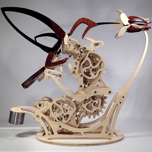 Wooden Kinetic Hummingbird Sculpture Mechanical Desktop Ornament