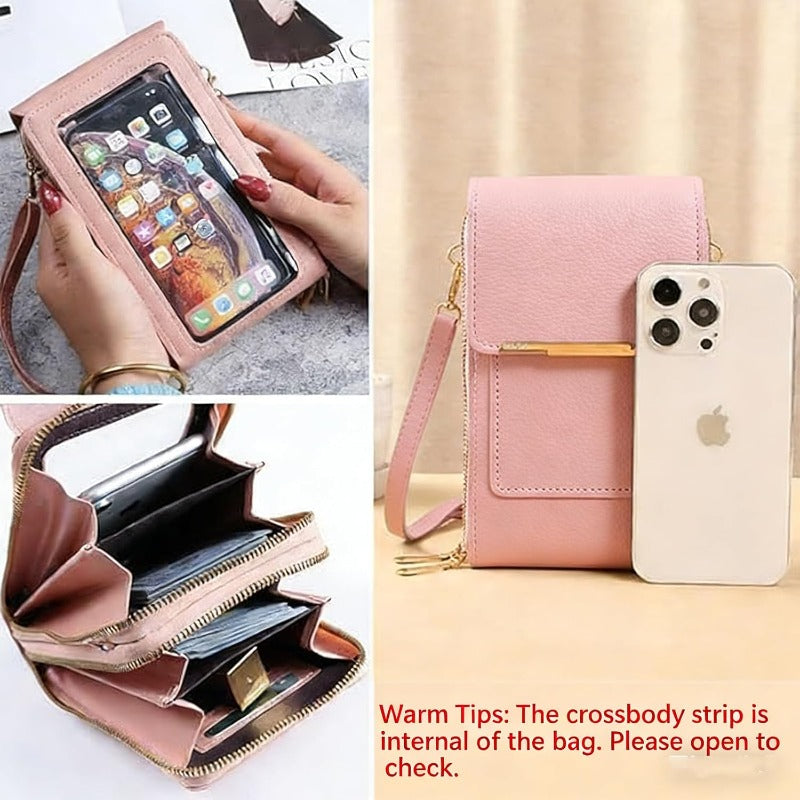 RFID Blocking Crossbody Phone Wallet Waterproof Touchscreen Phone Purse Multi Pocket Travel Bag
