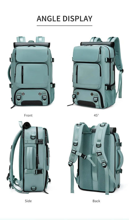 Waterproof Travel Backpack with USB Charging Port and Shoe Compartment