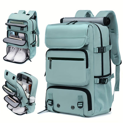 Waterproof Travel Backpack with USB Charging Port and Shoe Compartment