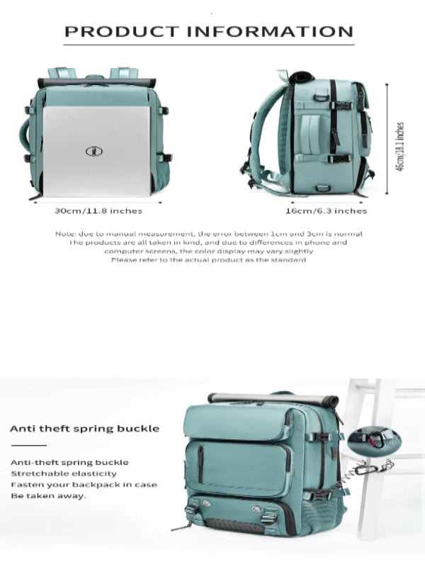 Waterproof Travel Backpack with USB Charging Port and Shoe Compartment